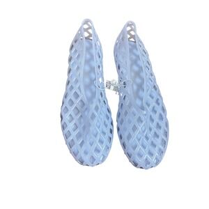 Old Navy Womens Caged Jelly Flats Cash Blue Lattice Fishnet Shoes size 8 NWT